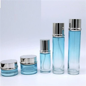 Krémová láhev vlastní značky Sky Blue Gradient Push Down Essence Bottle s vysokou kvalitou na zakázku